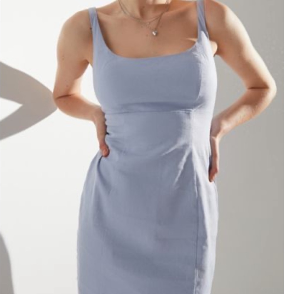 Baby-blue UO Winona Linen Mini Dress